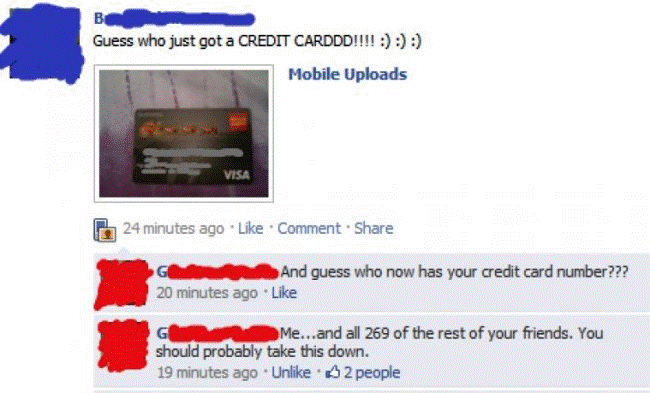 Credit Card On Facebook Post