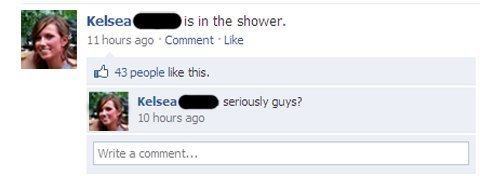 Awkward Facebook Status In The Shower