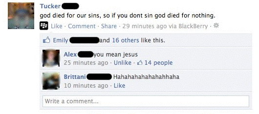 Funniest Facebook Statuses God Dies For Your Sins