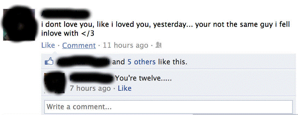 Funny Facebook Status You Are  Young Love