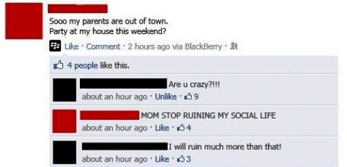 Kid Announces Party On Facebook