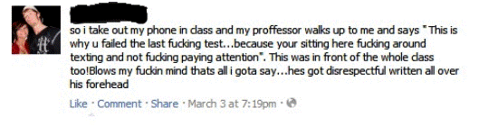 WTF Facebook Status Professor and Cell Phone