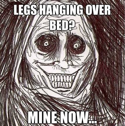 Horrifying Houseguest Legs Over Bed