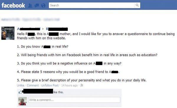 facebook parents mom friendship questionnaire Nine More Reasons Not To Friend Your Parents On Facebook