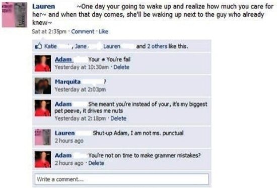 Hilarious Facebook Conversation Bad Grammar Romance
