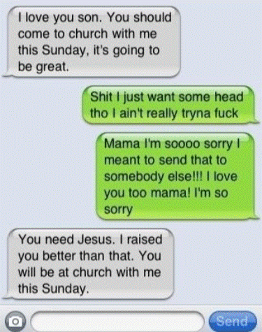 iPhone Text Fail Down To Fuck Church