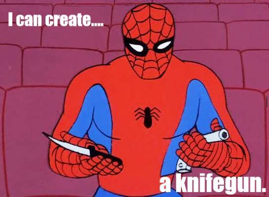 1960s Spidey Meme Knife Gun