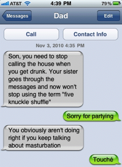 WTF iPhone Text Partying Dad