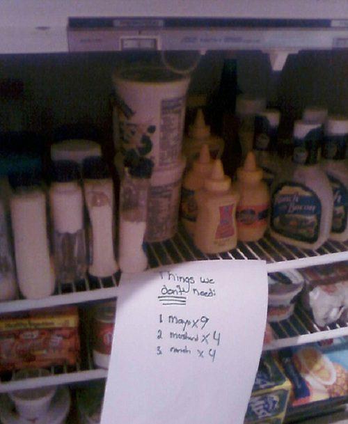 Anti-Condiment Note In The Refrigerator