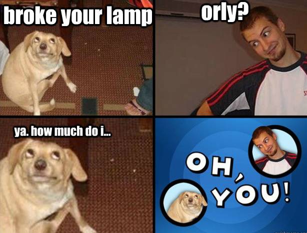 Oh, You! Owe You For Broken Lamp