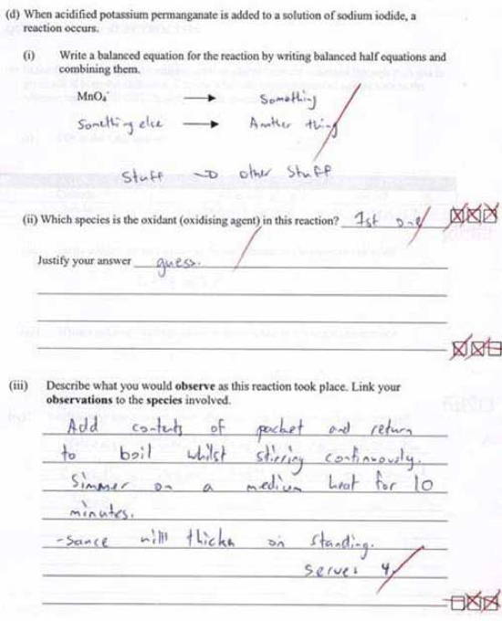 Worst Exam Answers Chemistry Problem