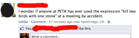 PETA Facebook Status