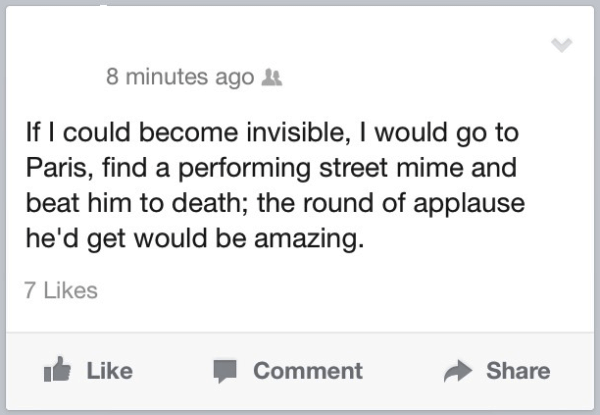 Facebook Status On Being Invisible