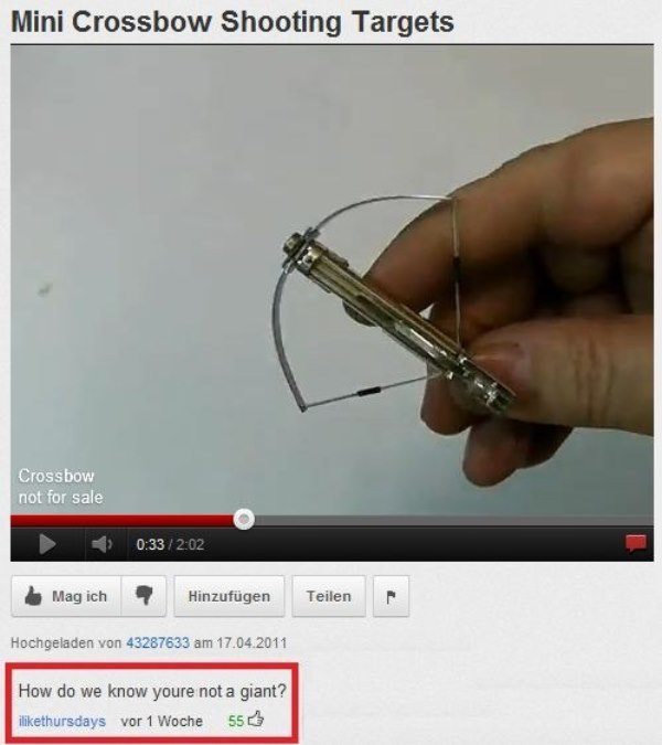 Funny Youtube Comment Mini Crossbow