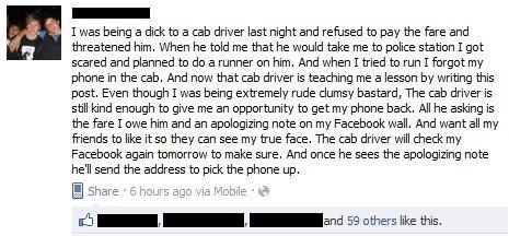 Cab Driver Gets Facebook Revenge