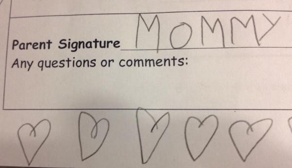 Kid Fakes Mom's Signature