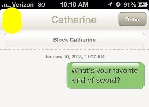 Tinder Lines What's Your Favorite Sword