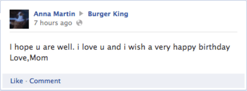 Burger King Birthday Mom