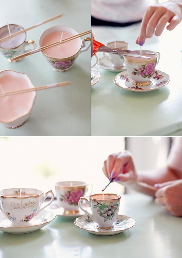 diy projects tea cup candles