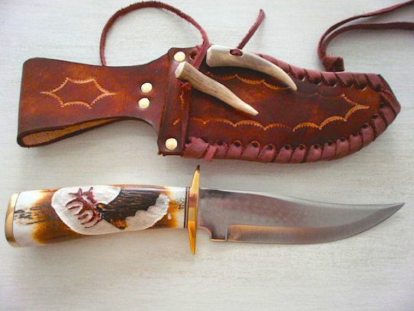 Hand-carved elk knife