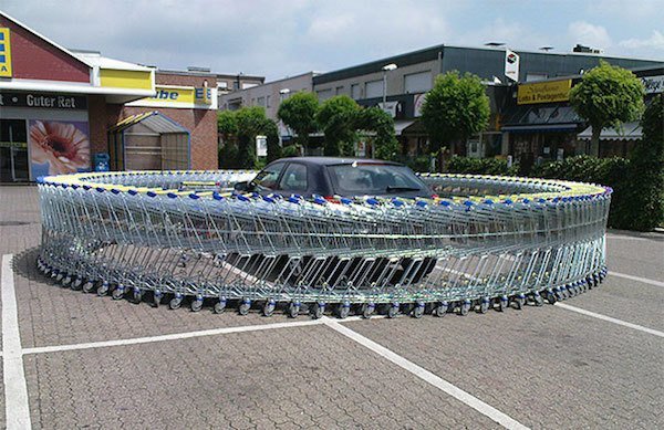 Shopping Carts Around Car