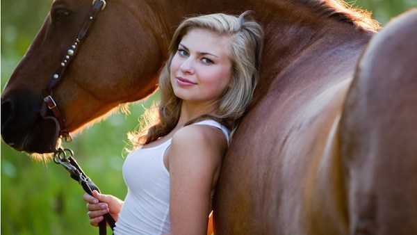 Junior Jessica Fairbanks with her show horse, "Daddy's Girl." 