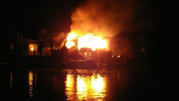 House Boat On Fire