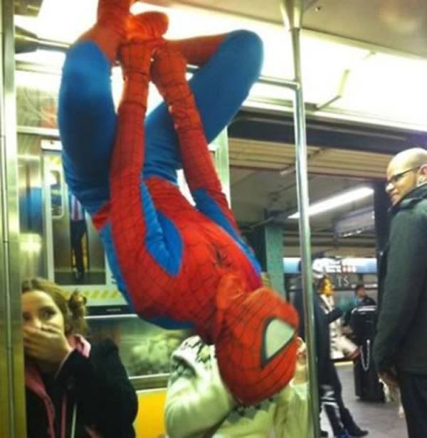 Spiderman On Subway