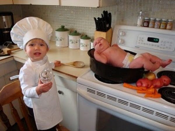 Scary Family Photos Cooking Baby