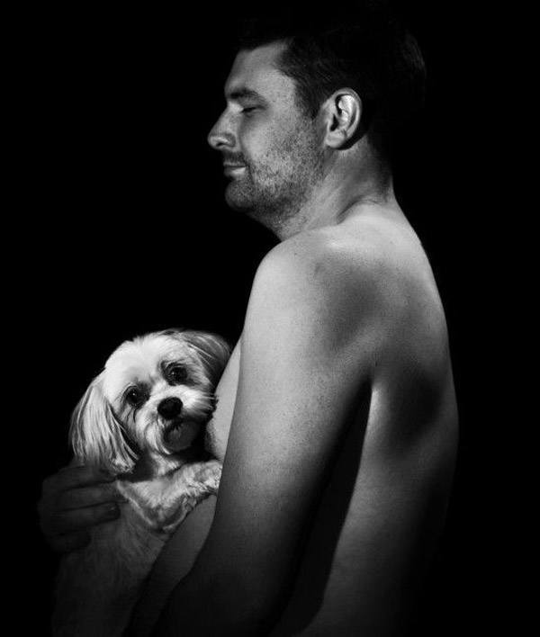 Mans Breast And Dog
