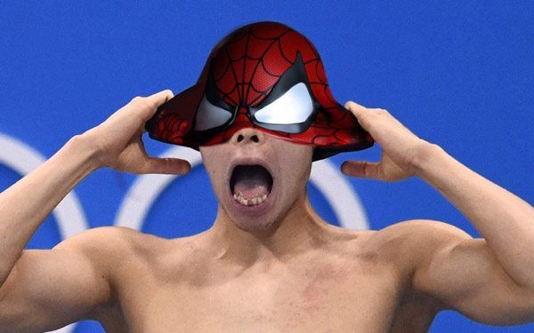 Kosuke Hagino Swimcap Spiderman