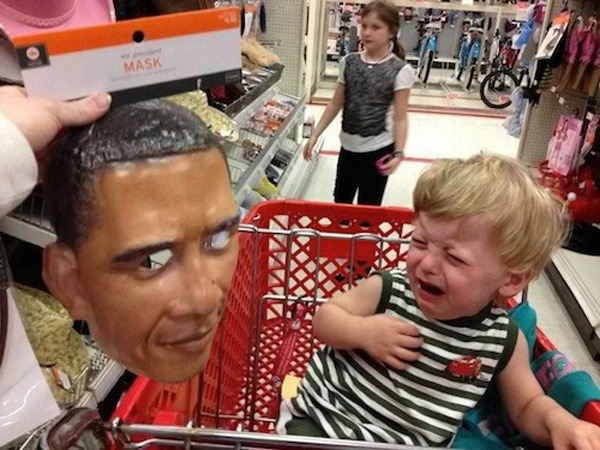 Scared Kid Obama Mask