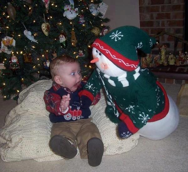 Scared Kid Snowman