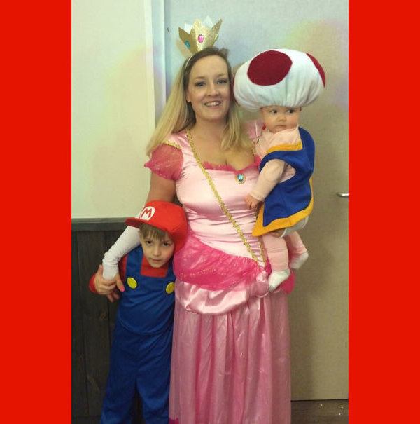 Funny Parent Children Haloween Mario Costume