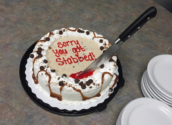 Stab Apology Cake