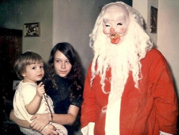 Creepy Santa Clause In A Family Picture