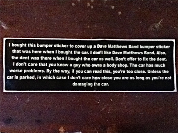 Dave Matthews Bumper Sticker