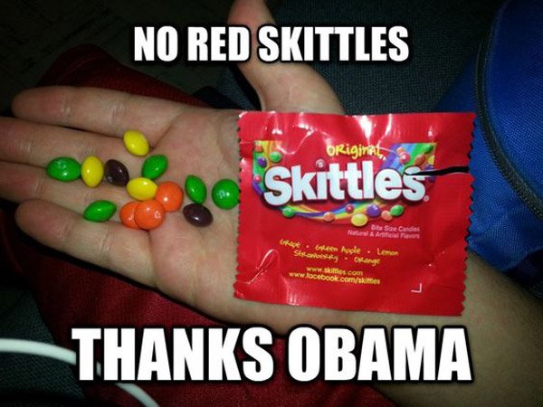 Thanks Obama No Red Skittles