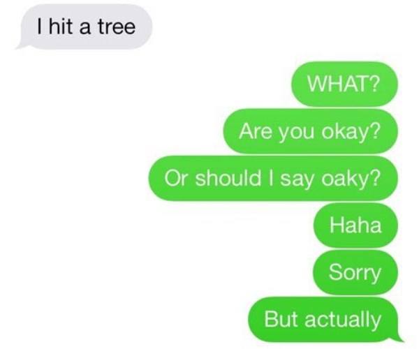 I Hit A Tree Funniest Texts