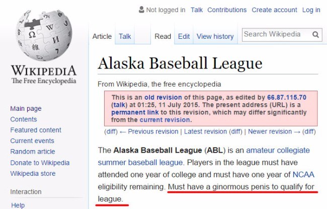 Hilarious Wikipedia Vandalism