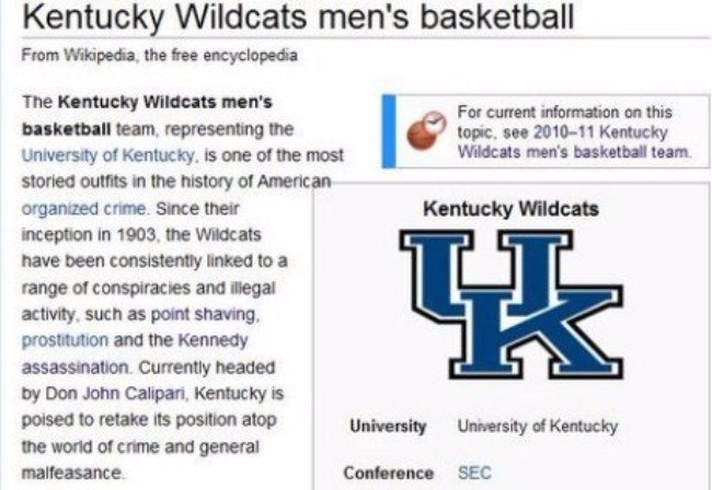 Kentucky Basketball Funny Wikipedia Pages