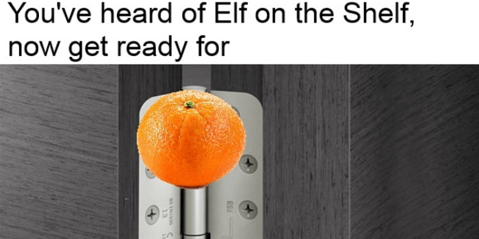 Orange On A Doorhinge