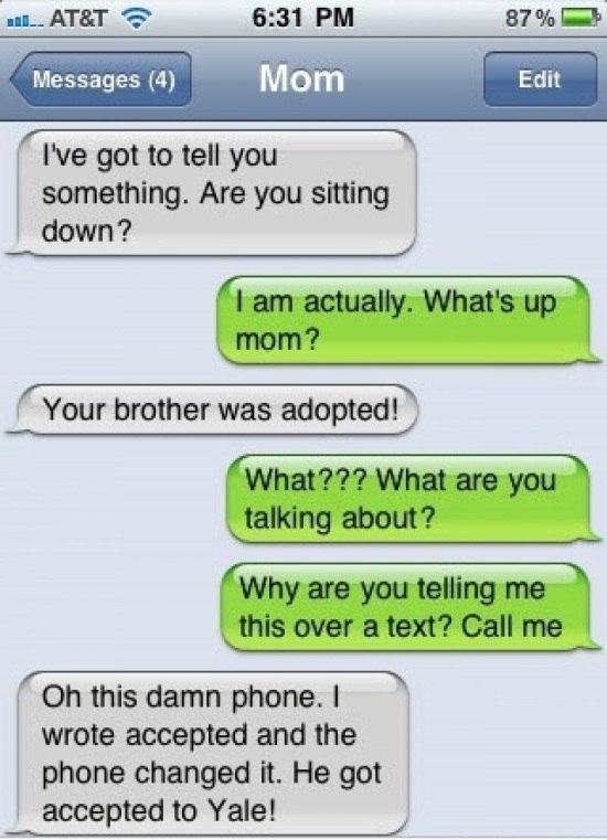 Adopted Brother Via Text Fail