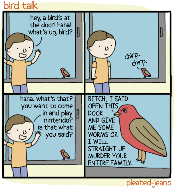 Pleated Jeans Bird Talk Comic