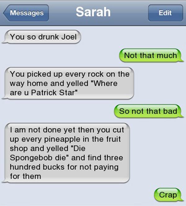 Funniest drunk text messages ever