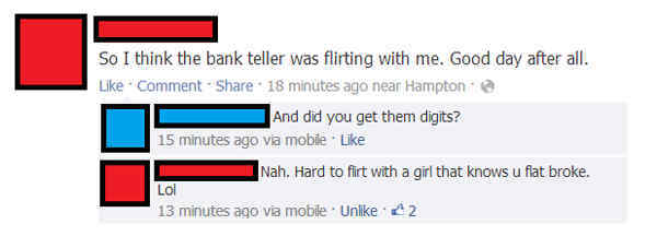 Bank Account Flirting Fail