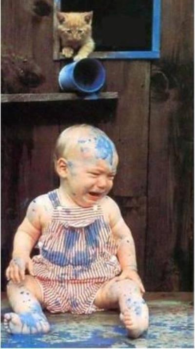 Cat Dumps Paint On Baby