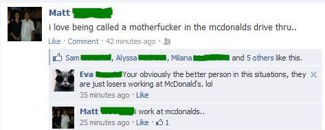 Awkward Moments On Facebook McDonalds