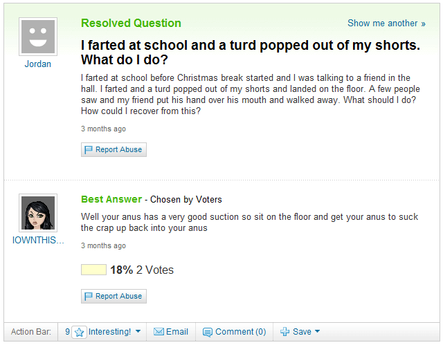 Worst Yahoo Answer Ever