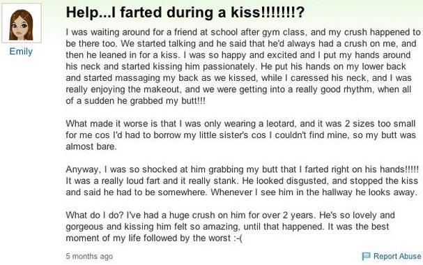 Yahoo Answers Fart During A Kiss